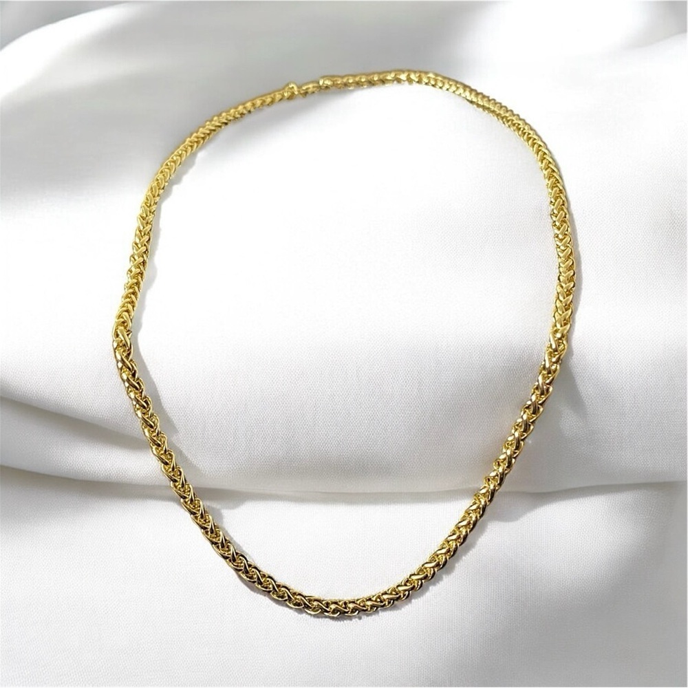 Classic 22 inch 4mm 18k Gold Plated Wheat Chain Necklace - Gold - Picture 2 of 6